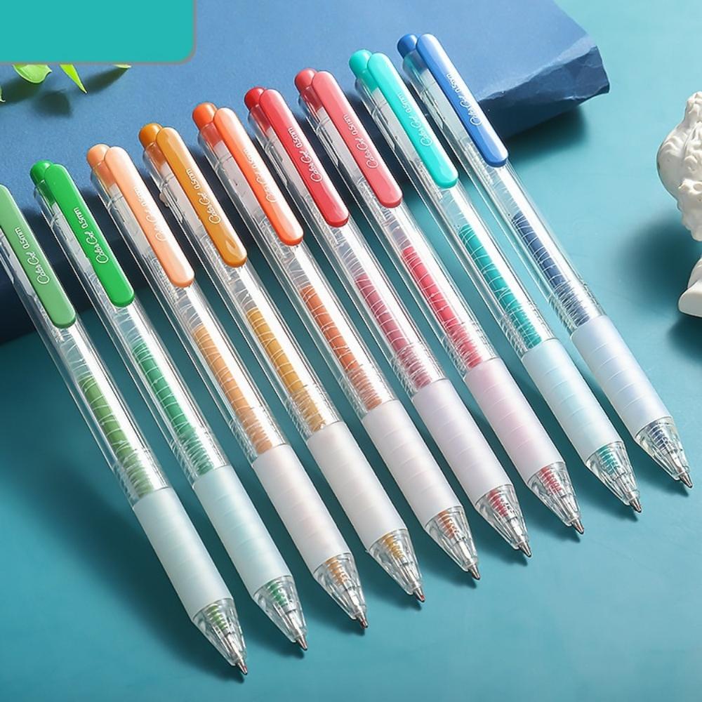 Hộp 9 bút bi bấm Morandi Resun mực gel nhiều màu Pison ngòi viết 0.5mm - 1 bộ