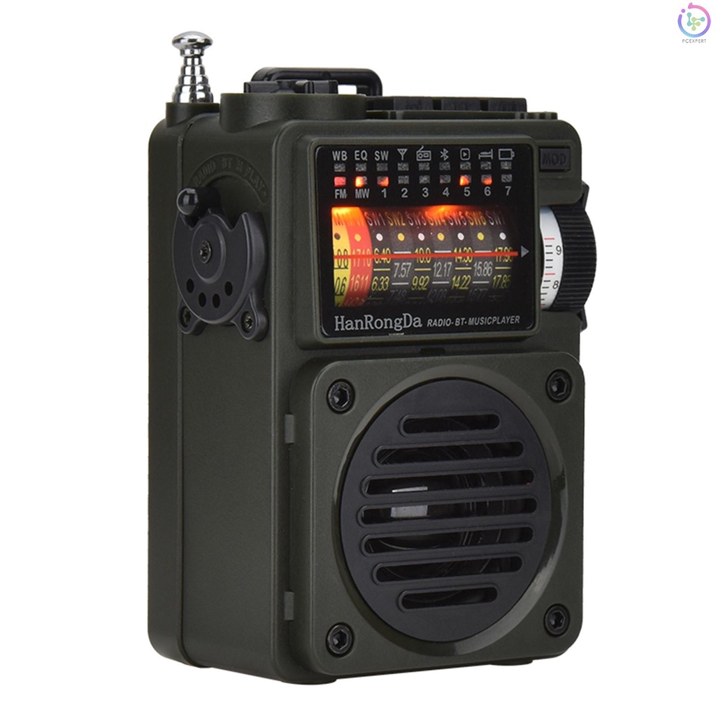 Loa Nghe Nhạc HRD-700 AM FM Radio Cầm Tay Có Thể Sạc Lại Bằng Kim Loại Màu Xanh Lá Retro