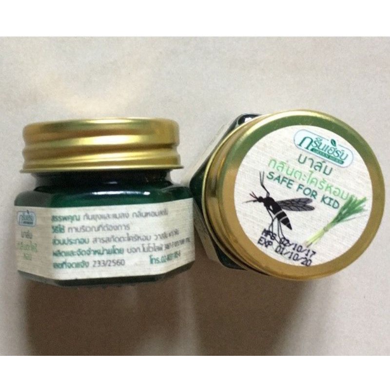 Cao Thoa Muỗi Đốt Green Herb Balm Chống Muỗi &amp; Côn Trùng Đốt (Sả &amp; Thảo Dược) - Thái Lan