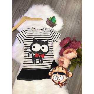 Đầm suông mèo bé gái