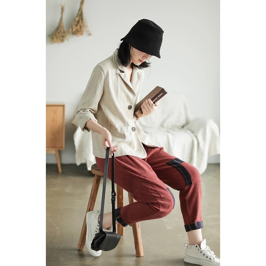 Áo khoác Vest, Blazer nữ chất Linen hai khuy trẻ trung công sở, nhiều màu | BigBuy360 - bigbuy360.vn