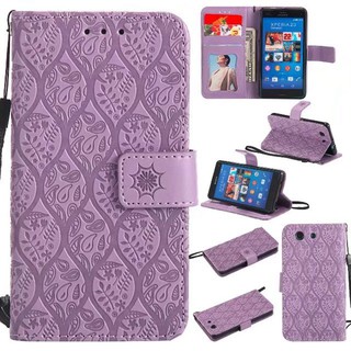 Bao da dập họa tiết ren hoa cho Sony Xperia Z3 Compact/Z3 mini