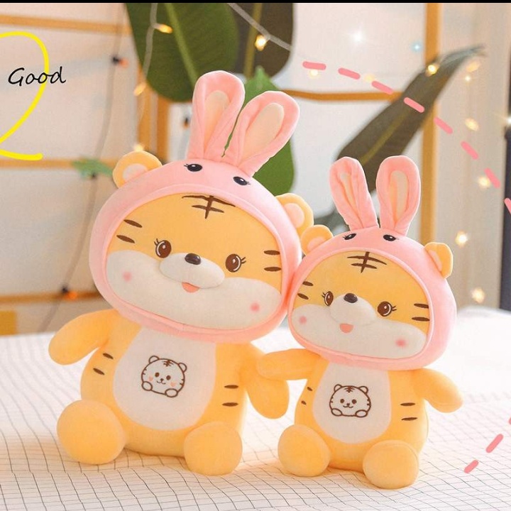gấu bông con hổ, gấu bông con hổ cosplay thỏ đang yêu