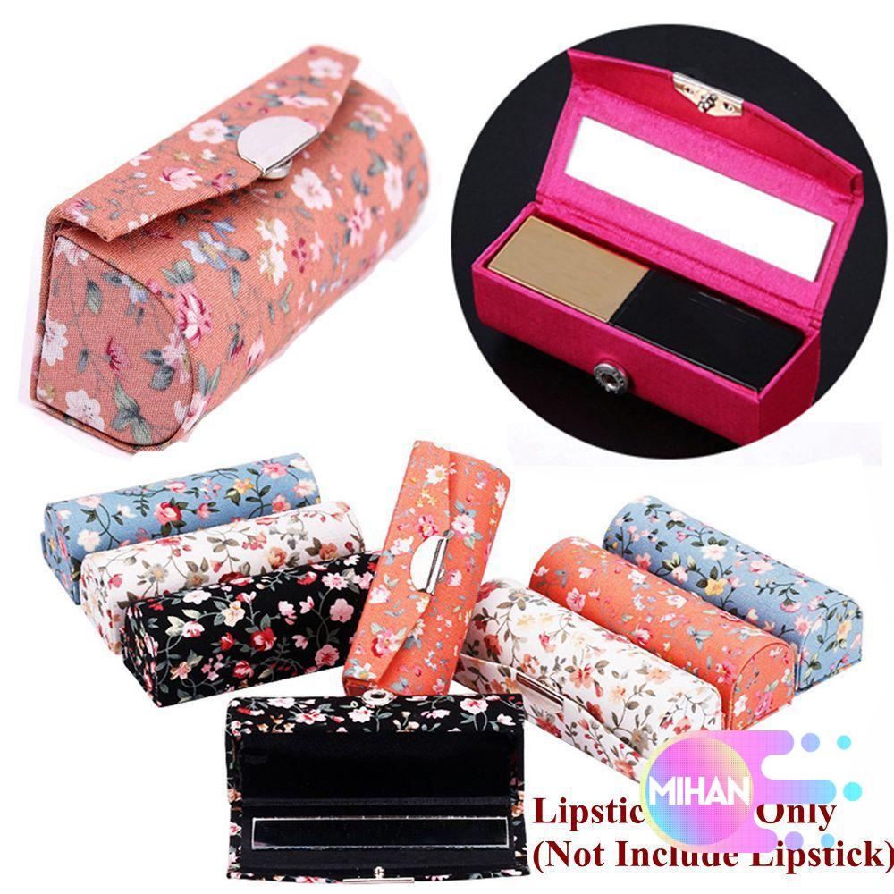 [Hàng mới về] Hộp đựng son môi MiHAN1 mini thêu hoa cổ điển có gương trang điểm thời trang cho nữ