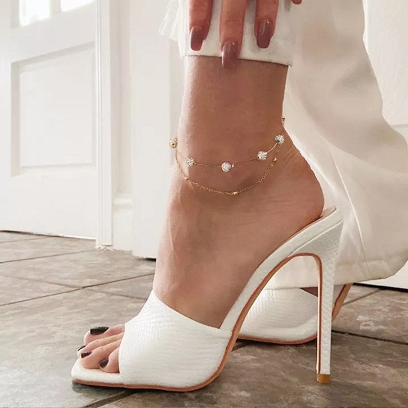 Lắc Chân Hai Lớp Đính Pha Lê Phong Cách Boho Đơn Giản Dễ Điều Chỉnh