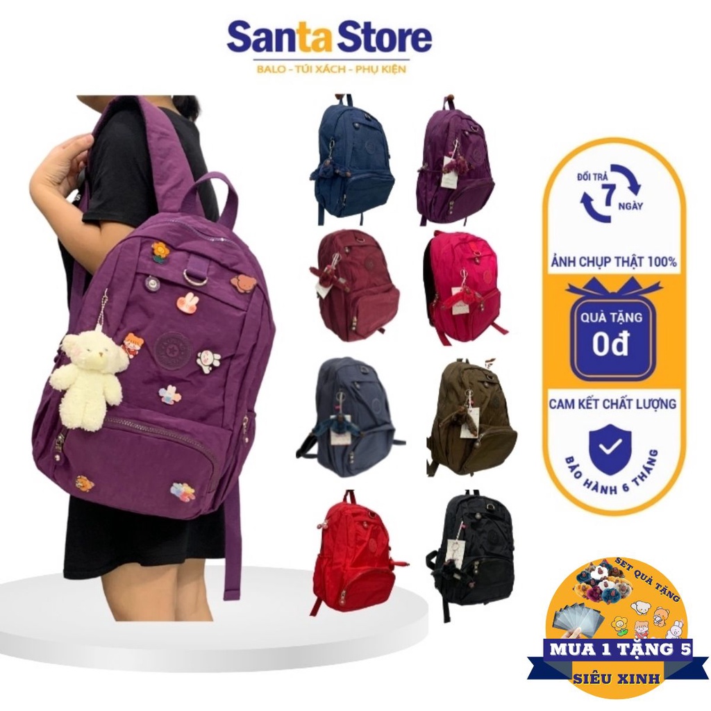 Balo thời trang nữ vải dù Kipling cao cấp SANTA STORE MS2066 màu đen đẹp Ulzzang Hàn Quốc đi học đi làm đựng vừa Laptop