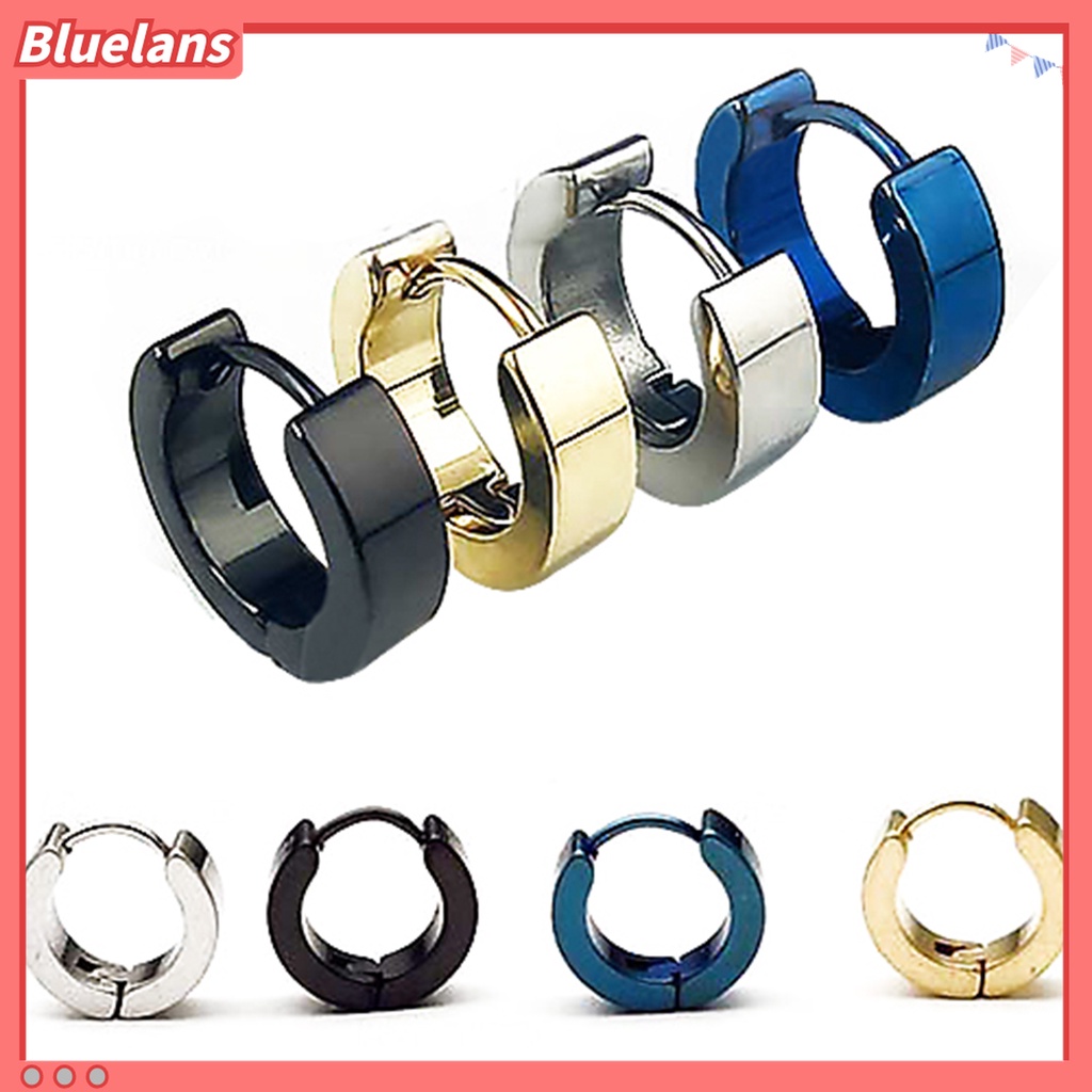 1 đôi khuyên tai tròn bằng thép không gỉ thời trang cho nam