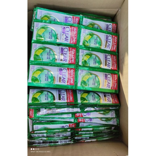 Giá sỉ - Mẫu mới dây 10 gói gội Clear bạc hà gói 7g
