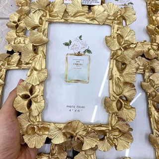 Khung ảnh lá vàng trưng bày mẫu móng , mi nối , hình ảnh (4*6cm )