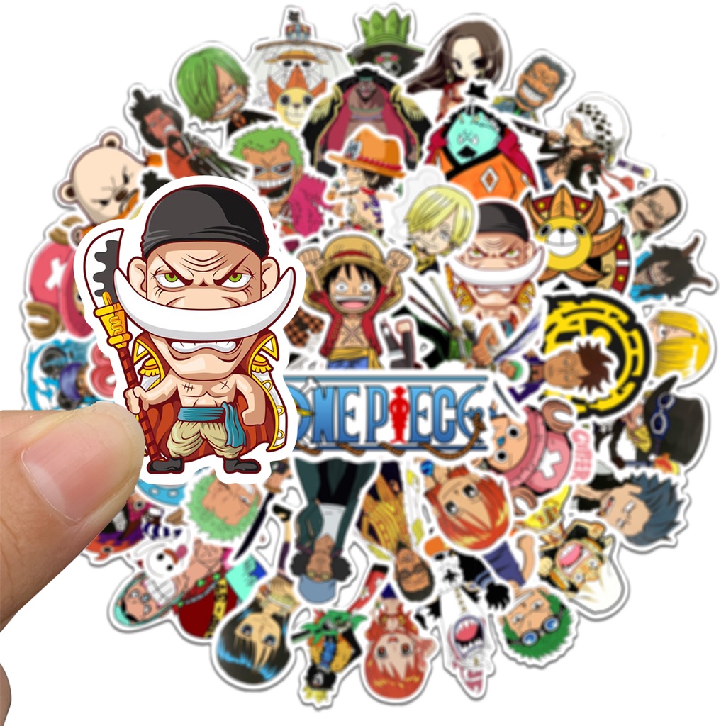 Bộ 10/50 Sticker Chống Thấm Nước Hình One Piece Dán Trang Trí