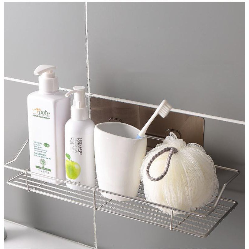 Kệ Inox Dán Tường, Kệ Nhà Tắm Đựng Đồ Tiện Lợi, Kệ Nhà Bếp Kèm Miếng Dán