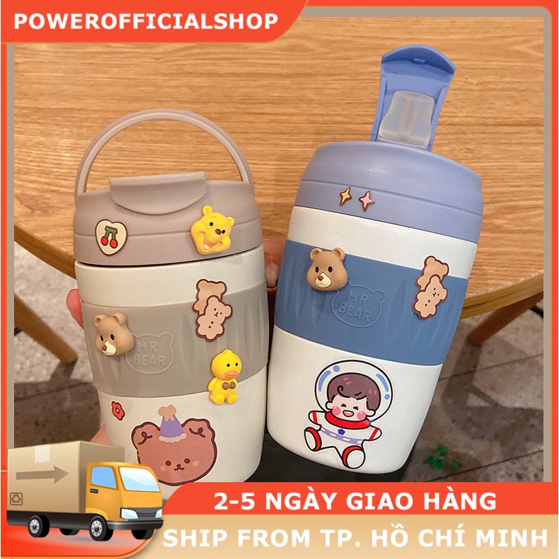 Bình giữ nhiệt bằng thép không gỉ 304 Bình giữ nhiệt di động Bình nước dễ thương Cô gái hoạt hình