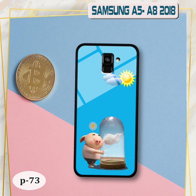Ốp lưng kính 3D Samsung A5/ A8 2018- hình cute