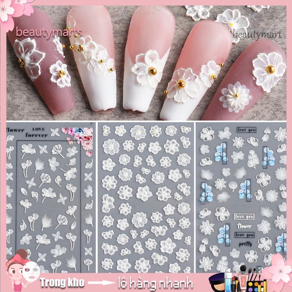 [Hàng mới về] Miếng dán móng dập nổi hình hoa thời trang nữ