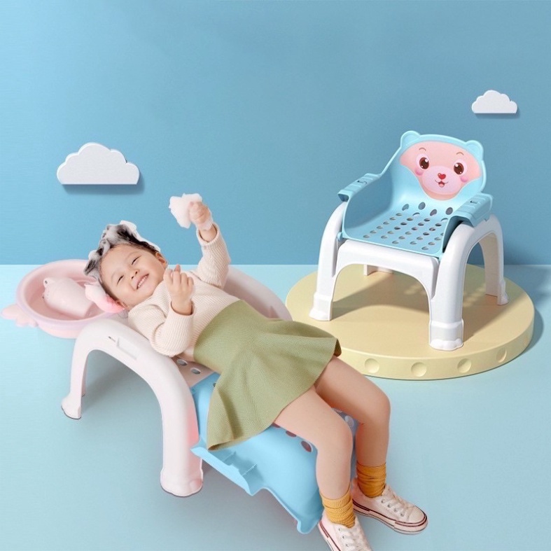 GHẾ ĂN DẶM KIÊM GHẾ GỘI ĐẦU ĐA NĂNG 3 IN 1 HÌNH GẤU CHO BÉ ]