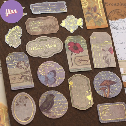 Set 40 Sticker Hình Con Tem Phong Cách Vintage Dùng Để Trang Trí Sổ