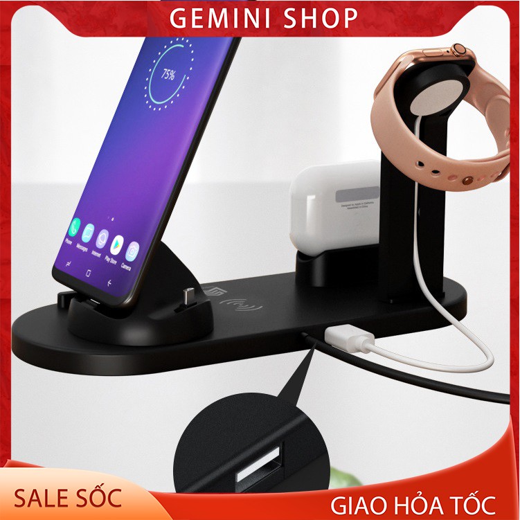 ĐẾ SẠC NHANH KHÔNG DÂY 10W ĐA NĂNG 4 IN 1 YM-U45 CHO NHIỀU THIẾT BỊ GEMINI SHOP