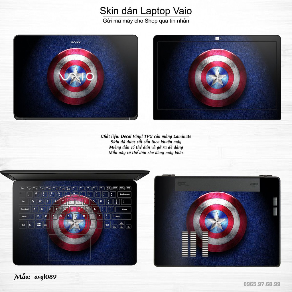 Skin dán Laptop Sony Vaio in hình Avenger (inbox mã máy cho Shop)