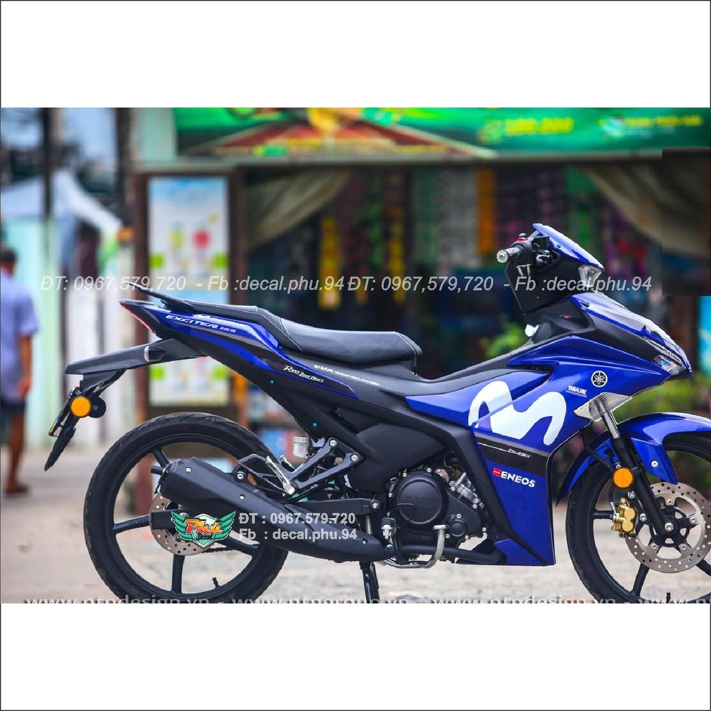 Tem rời xe Exciter 150 VVA Movistar trắng xanh (A)