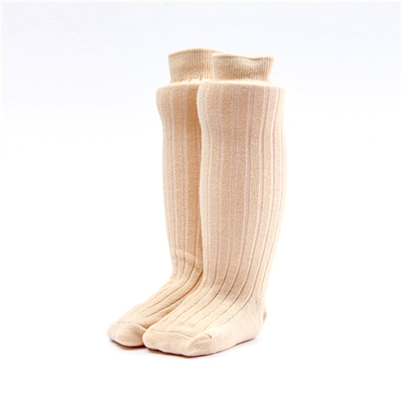 WM 6 Pair Solid Color Knee-Length Baby Girl Long Socks Children Striped Spring Sock