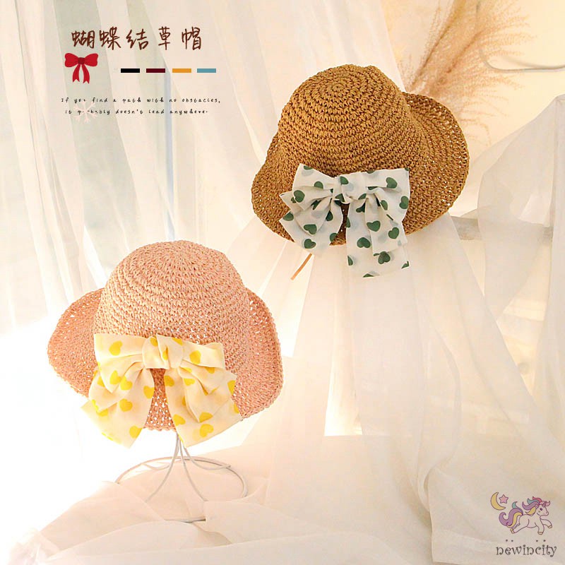 Nón Cối Phối Nơ Phong Cách Hàn Quốc Cho Bé Gái