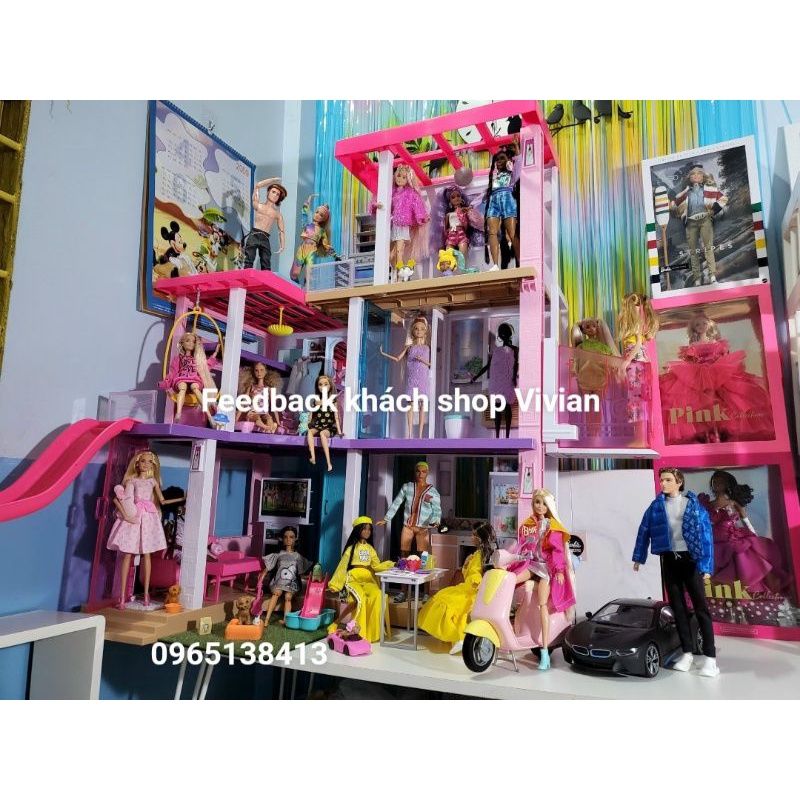 Nhà búp bê Barbie Dream House có nhạc và đèn, cao hơn 100cm+ 10 khu vui chơi