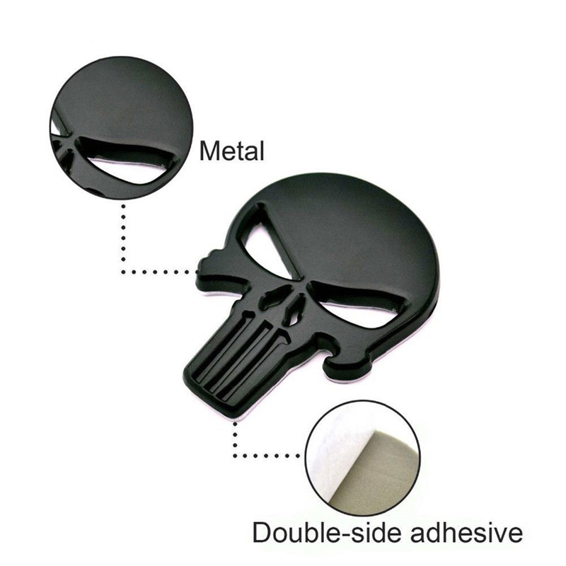 Sticker dán xe hơi đầu lâu 3D chống nước bằng kim loại