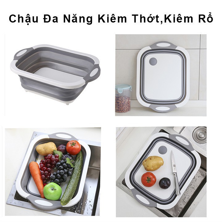 Bộ chậu gấp gọn kèm thớt đa năng 88011 Lamon Store