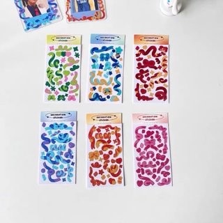 Hình dán decoration sticker ruy băng lấp lánh trang trí toploader sổ tay