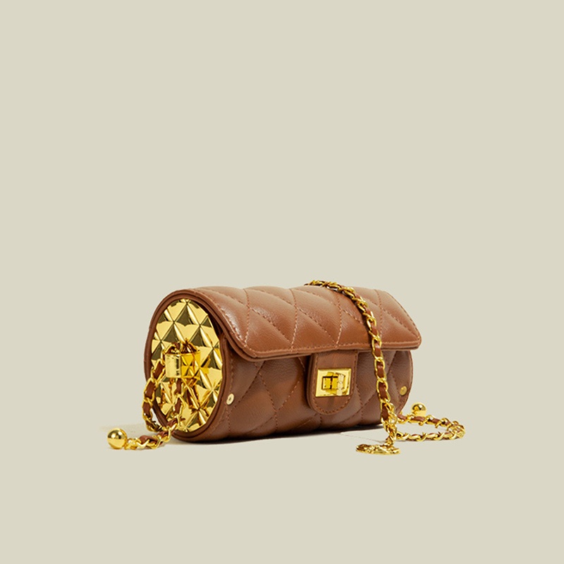 IELGY Túi đeo chéo hình trụ thiết kế dây xích dễ phối đồ