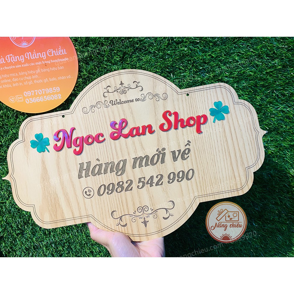 Bảng gỗ treo shop, treo cửa hàng , chất liệu gỗ tự nhiên, khắc laze theo yêu cầu, an toàn cho người sử dụng
