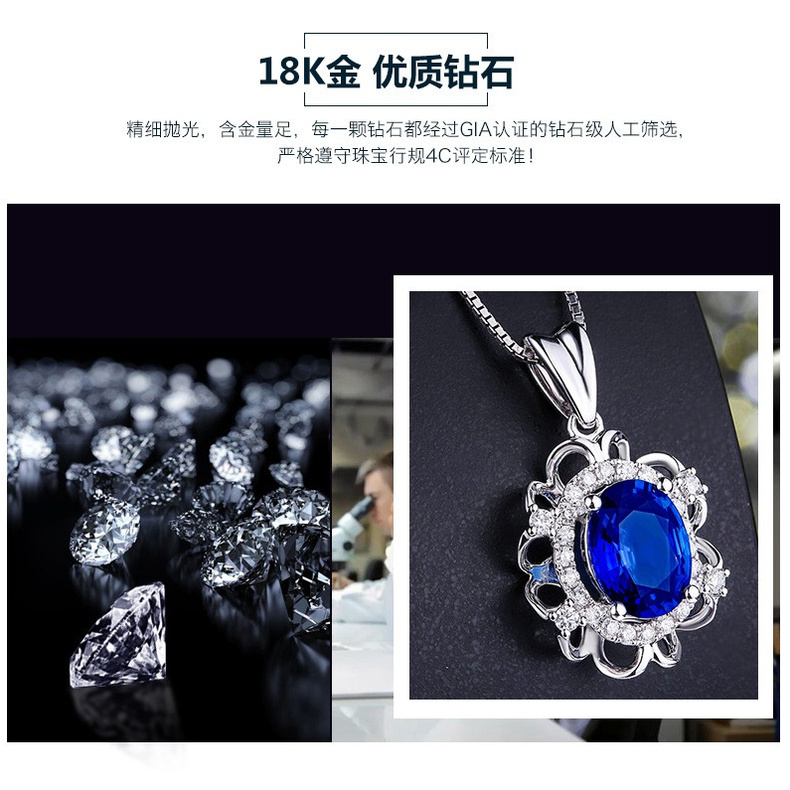 Mặt Dây Chuyền Đính Đá Sapphire Cao Cấp Phong Cách Âu Mỹ Dành Cho Nữ 18k