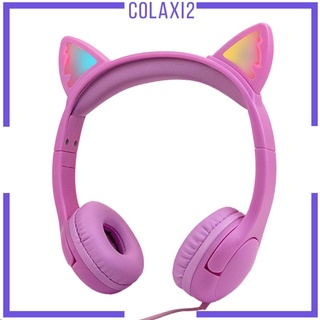Cat Ear Kids Headphones with Micophone Safe Wired for School Online Learning