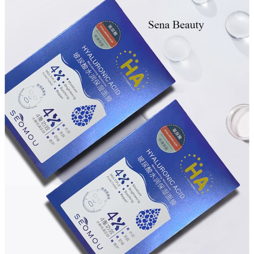 Full hộp 5 miếng mặt nạ dưỡng ẩm cấp nước dịu da Hyaluronic Acid 4X Seomou Sena Beauty