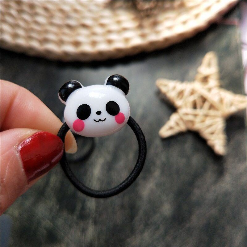 2 Kẹp tóc/ Dây buộc tóc phối mặt gấu trúc dễ thương cho bé gái