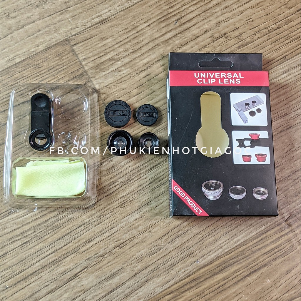 (SẵnVN) Combo 3 lens chụp ảnh cho điện thoại : Fish eye , Wide , Marco kèm kẹp clip giá rẻ