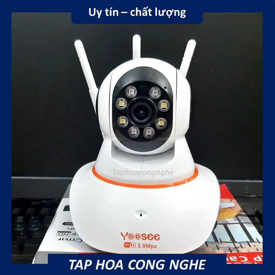 Camera wifi app YOOSEE 3 râu - 8 led hỗ trợ flash quay đêm có màu không cổng LAN