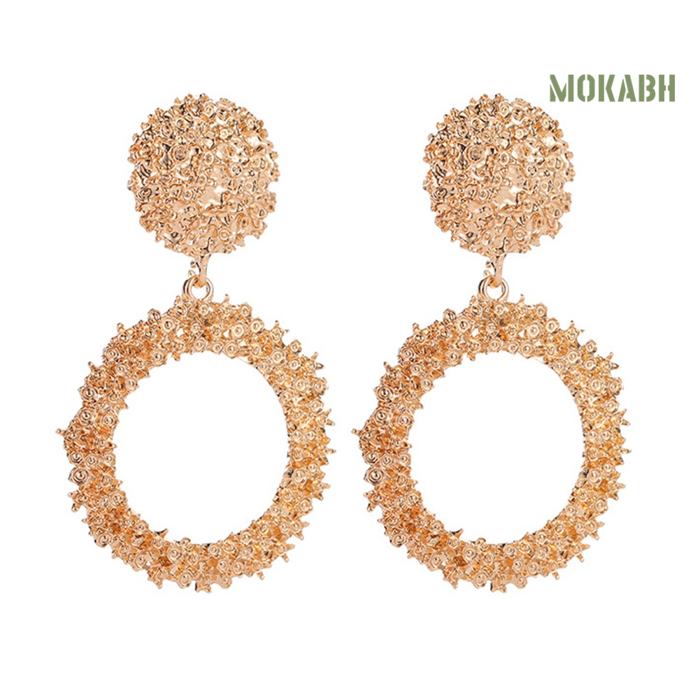 Bông Tai Hình Tròn Thiết Kế Đục Lỗ Thời Trang Cho Nữ