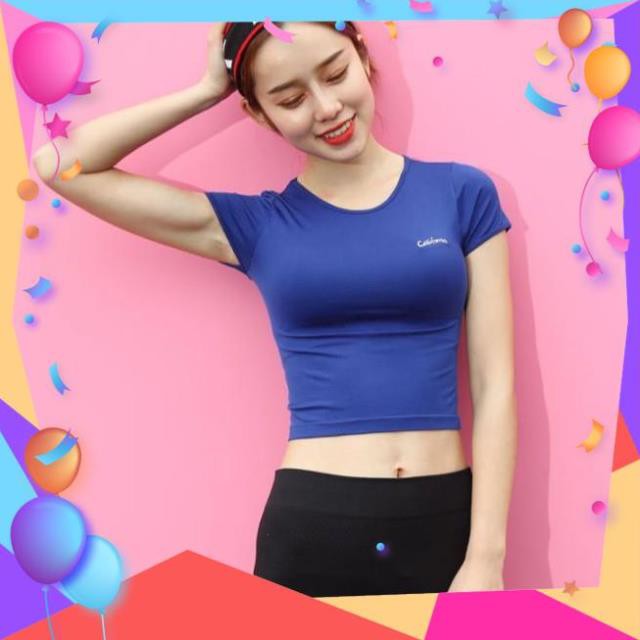 FEESHIP Áo Thun Phông Thể Thao Ngắn Thể Thao nữ California (Đồ tập gym,yoga) Croptop