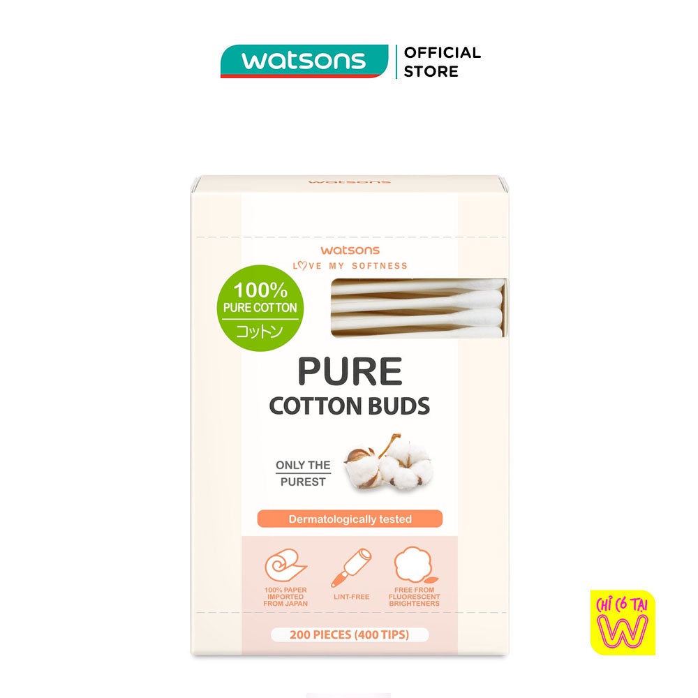 Bông Tăm Watsons Love My Softness Pure Cotton Buds 200 Cây