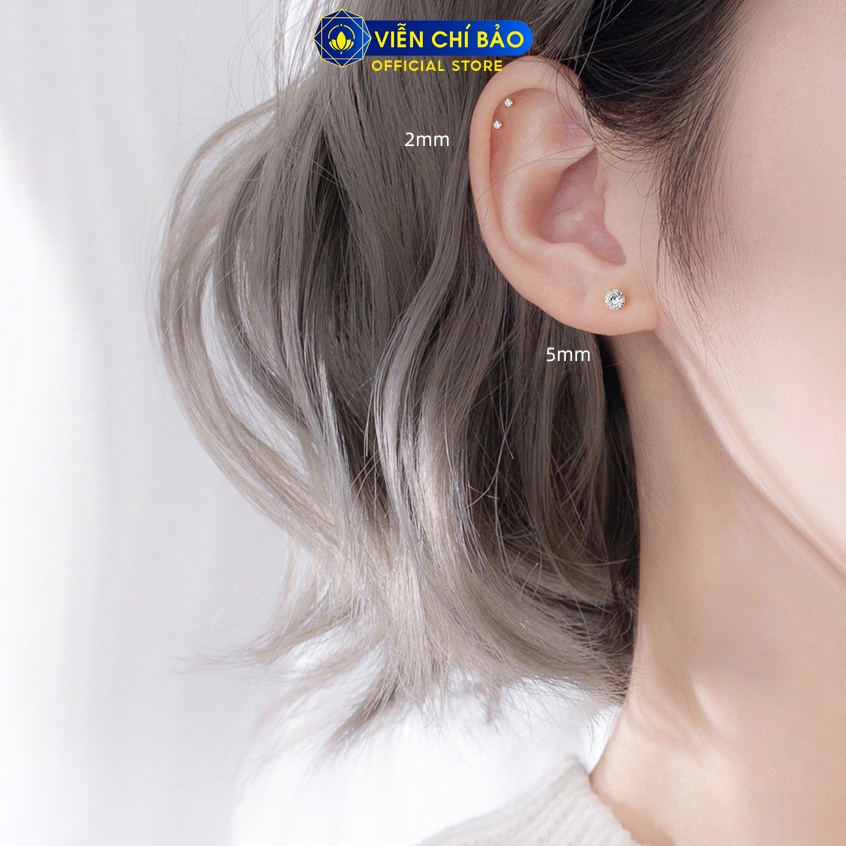 Bông tai bạc nữ Nụ đá trắng 2,5mm 1 chiếc bạc 925 thời trang phụ kiện trang sức nữ Viễn Chí Bảo B000145-21