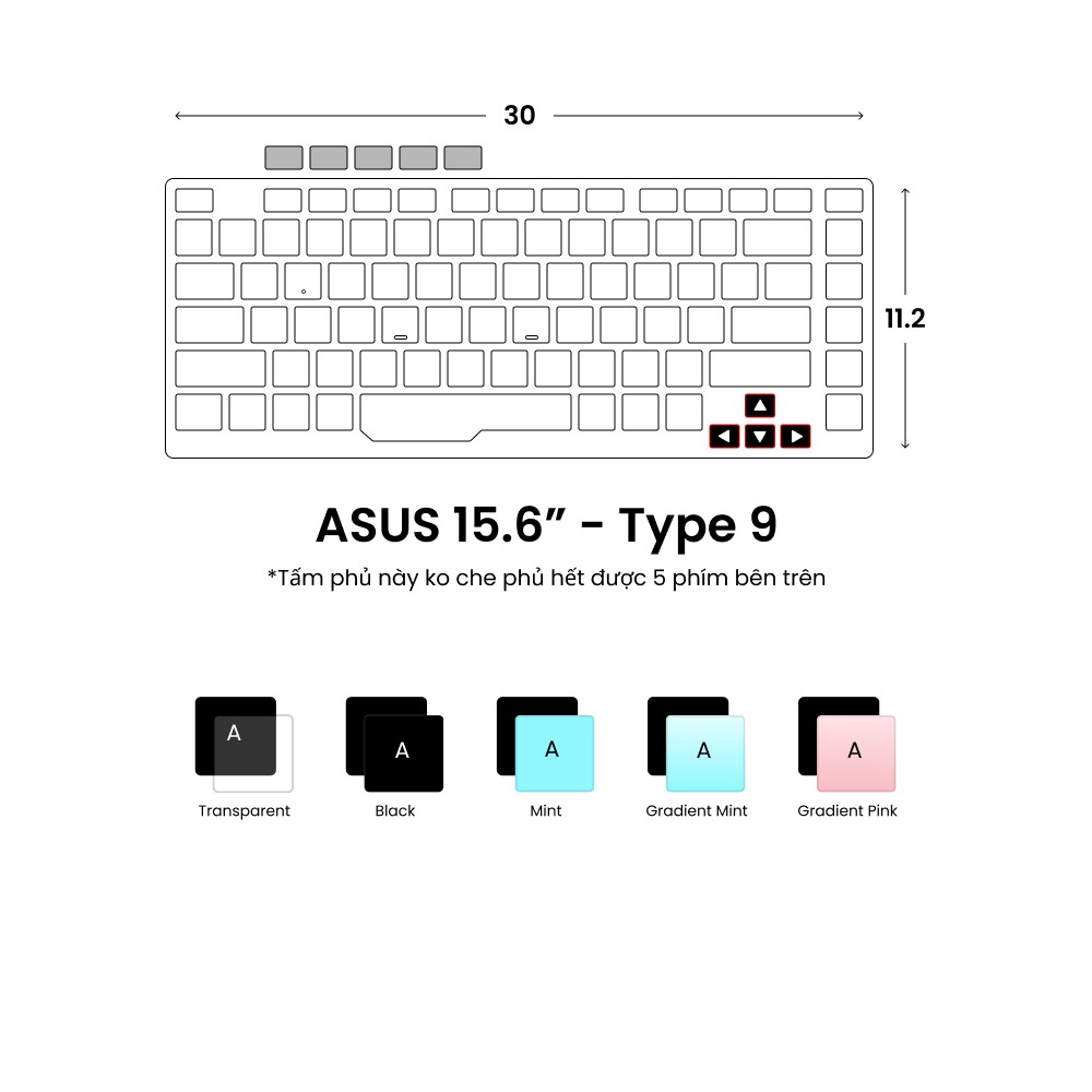 Tấm phủ bàn phím trong suốt tpu ASUS 15.6" ôm phím