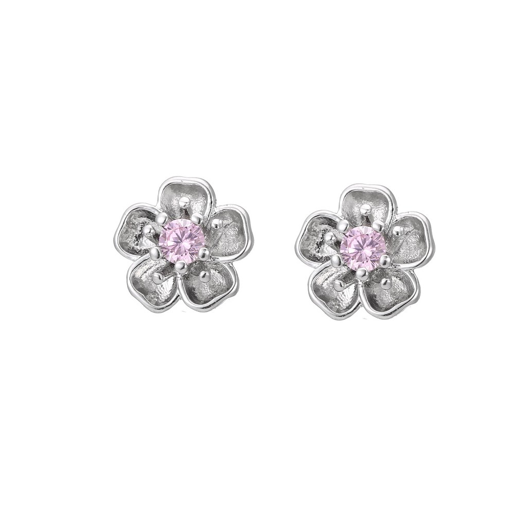 Hoa bông tai thời trang 5 cánh đính đá hồng đẹp phong cách Hàn Quốc cho nữ ATJ2105P - ANTA Jewelry
