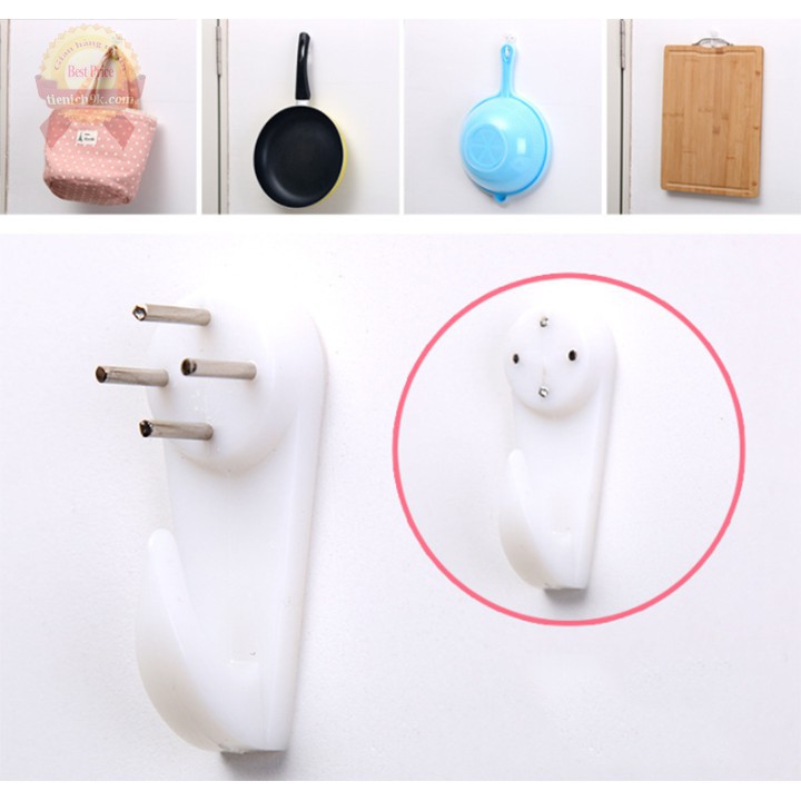 Móc treo đồ đóng đinh chịu lực thép không gỉ để quần áo chìa khóa khăn lau dao thớt gắn tường đa năng