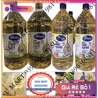 Dầu ăn Simply Đậu Nành và Gạo Lức can  2L date mới nhât