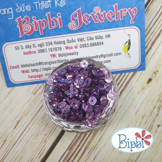 Hạt kim sa 4mm laser màu tím đậm