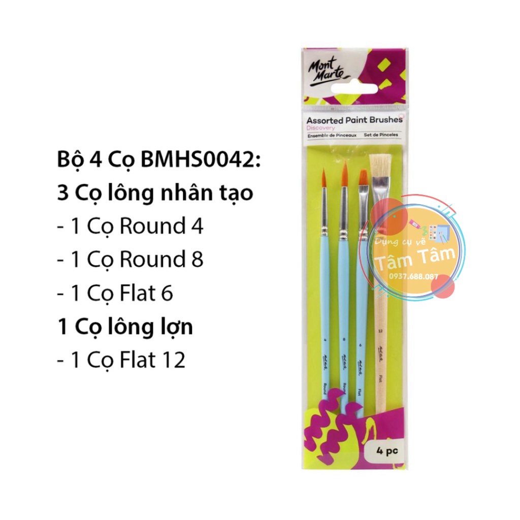 [TÂM TÂM] Bộ Cọ Vẽ Màu Acrylic, Màu Nước, Màu Gouche, Sơn Dầu Mont Marte-LAM