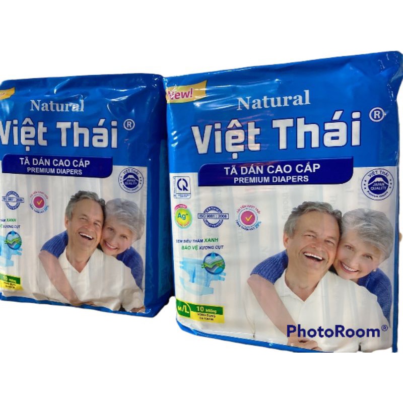 Tã Bỉm người già 40 miếng VIỆT THÁI NATURAL bigsize L /XL 55_90kg (68_140cm) to rộng thoải mái xoay trở chống trào 2 bên