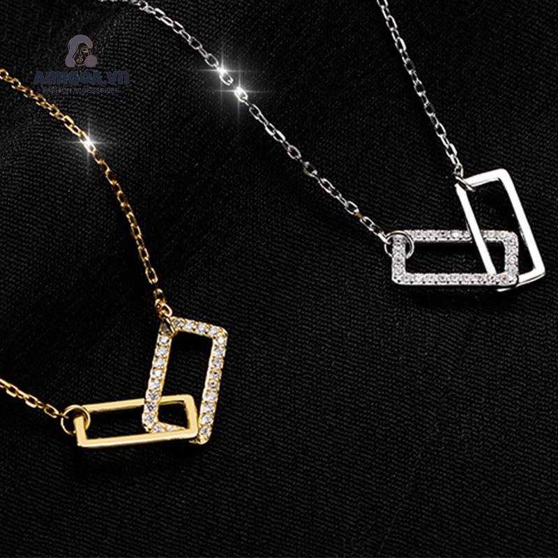 Vòng cổ Hai Lớp Mặt Vuông Đơn Giản Sang Trọng Cho Nữ