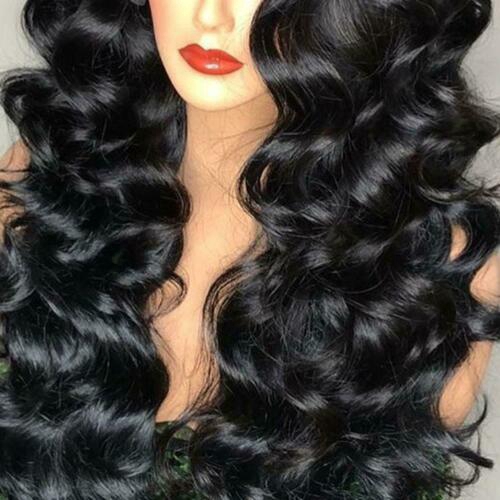 Tóc Giả Xoăn Dài Màu Đen Tự Nhiên 26 Inch